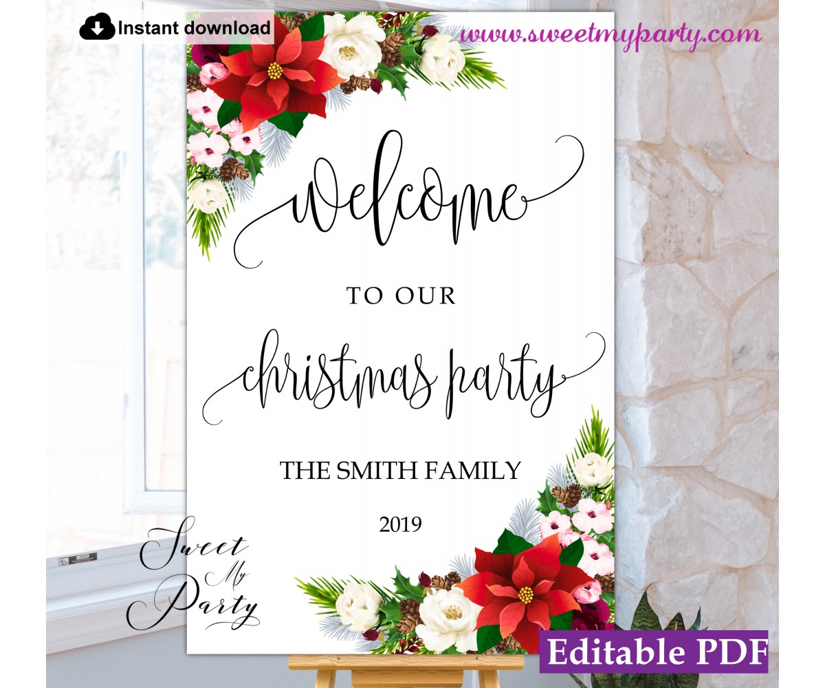 Christmas Party welcome sign template,Xmas Party welcome sign,(154)